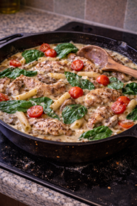 Easy Creamy One-Pan Chicken Mushroom Pasta